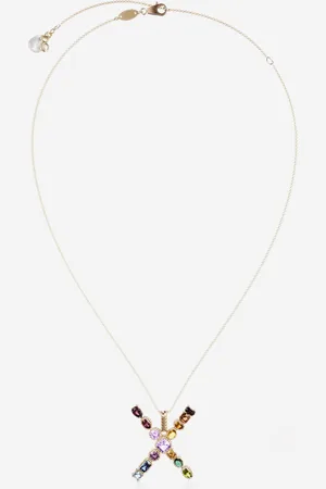 Dolce & Gabbana Rainbow Alphabet X Pendant In Yellow With Multicolor Fine Gems - Woman Necklaces Onesize