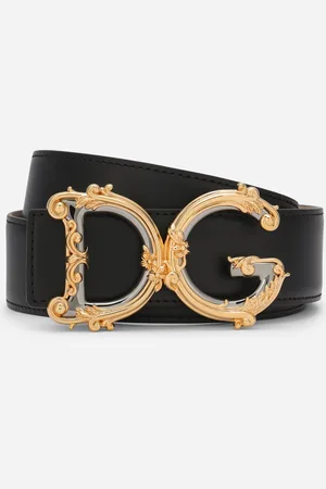 Dolce & Gabbana Leather Belt With Baroque Dg Logo - Woman Belts Leather 95