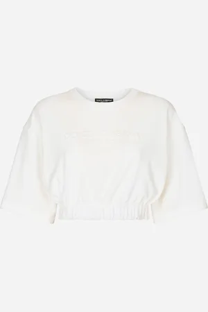 Dolce & Gabbana Chenille Top With Logo - Woman T-shirts And Sweatshirts White Cotton 38