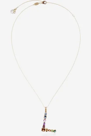 Dolce & Gabbana Rainbow Alphabet L Pendant In Yellow With Multicolor Fine Gems - Woman Necklaces Onesize