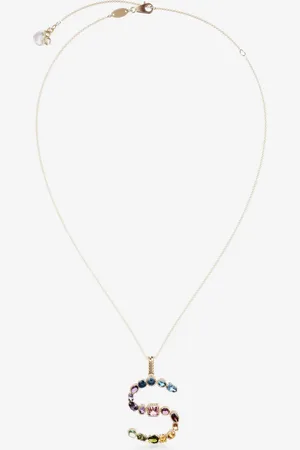 Dolce & Gabbana Rainbow Alphabet S Pendant In Yellow With Multicolor Fine Gems - Woman Necklaces Onesize