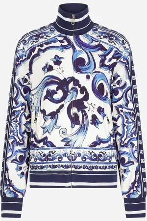 Dolce & Gabbana Majolica-print Cady Sweatshirt With Zipper - Woman T-shirts And Sweatshirts Viscose 36