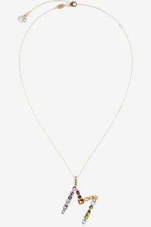 Dolce & Gabbana Rainbow Alphabet M Pendant In Yellow With Multicolor Fine Gems - Woman Necklaces Onesize