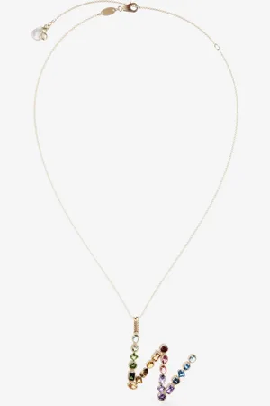 Dolce & Gabbana Rainbow Alphabet W Pendant In Yellow With Multicolor Fine Gems - Woman Necklaces Onesize