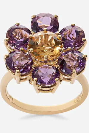 Dolce & Gabbana Spring Ring In Yellow 18kt With Amethyst Floral Motif - Woman Rings 46