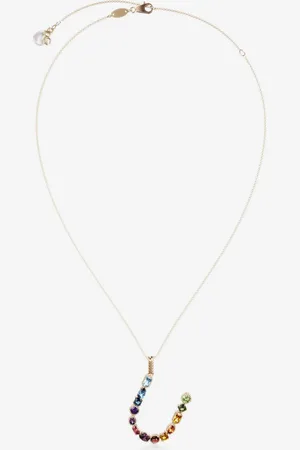 Dolce & Gabbana Rainbow Alphabet U Pendant In Yellow With Multicolor Fine Gems - Woman Necklaces Onesize