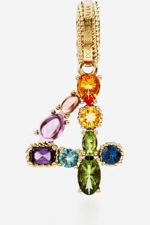 Dolce & Gabbana 18 Kt Rainbow Pendant With Multicolor Finegemstones Representing Number 4 - Woman Charms Gold Onesize