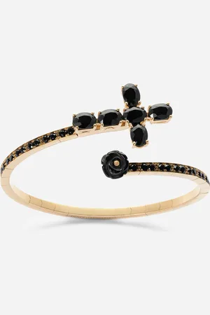 Dolce & Gabbana Family Yellow Bracelet With Cross, Black Sapphire And Jade - Woman Bracelets S