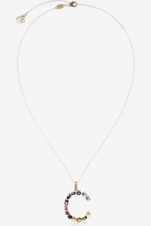 Dolce & Gabbana Rainbow Alphabet C Pendant In Yellow With Multicolor Fine Gems - Woman Necklaces Onesize