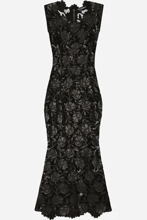 Dolce & Gabbana Faux Leather Macramé Calf-length Dress - Woman Dresses Faux Leather 38