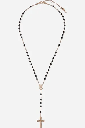 Dolce & Gabbana Yellow Devotion Rosary Necklace With Black Jade Spheres - Woman Necklaces Onesize