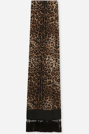 Dolce & Gabbana Leopard-print Silk Scarf With Fringing - Man Scarves And Silks Cotton Onesize
