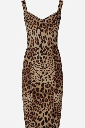 Dolce & Gabbana Leopard-print Cady Corset-style Midi Dress - Woman Dresses Silk 36
