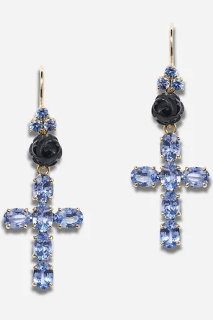Dolce & Gabbana Family Yellow Earrings With Rose And Cross Pendant - Woman Earrings Onesize