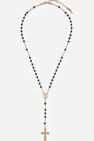 Dolce & Gabbana Gold Devotion Rosary Necklace With Black Jade Spheres - Woman Necklaces Onesize