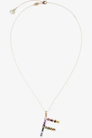Dolce & Gabbana Rainbow Alphabet F Pendant In Yellow With Multicolor Fine Gems - Woman Necklaces Onesize