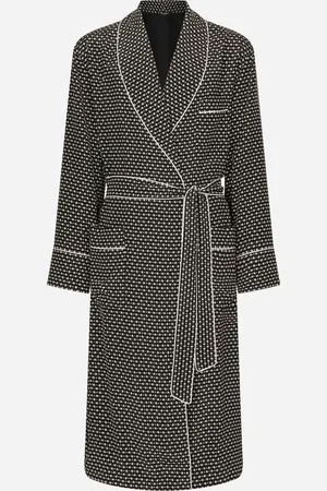 Dolce & Gabbana Crepe De Chine Robe With Dg Logo Print - Man Underwear And Loungewear Silk 44