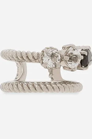 Dolce & Gabbana Single Earring Double Earcuff In Gold 18k With Colourless Topazes And Black Spinels - Woman Earrings Acetate Onesize