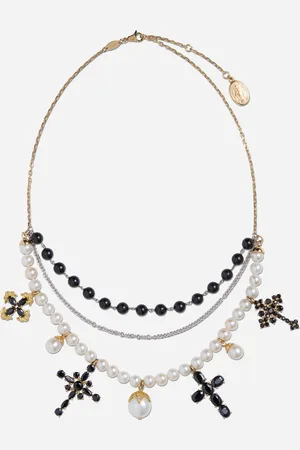 Dolce & Gabbana Family Necklace In Yellow And White Black Sapphires - Woman Necklaces Metal Onesize