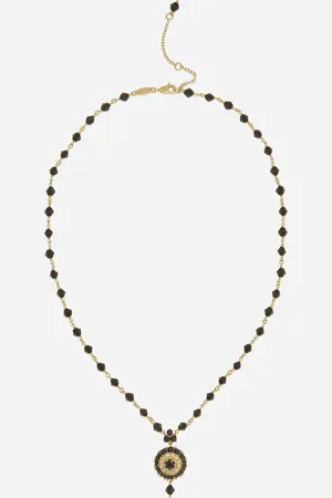 Dolce & Gabbana Necklace With Black Jade And Sapphire Pendant - Woman Necklaces Gold Onesize