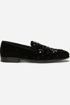 Dolce & Gabbana Velvet Slippers - Man Driver Shoes And Loafers Black 40