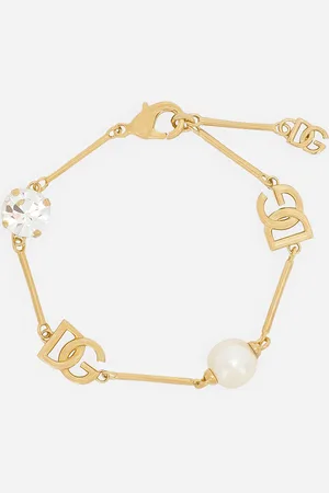 Dolce & Gabbana Bracelet With Dg Logo, Rhinestones And Beads - Woman Bijoux Metal Onesize