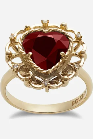 Dolce & Gabbana Heart Ring In Gold 18kt With A Red Rhodolite Garnet. - Woman Gold 52