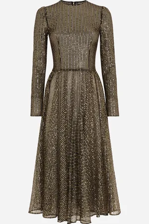 Dolce & Gabbana Long-sleeved Sequined Midi Dress - Woman Dresses 50