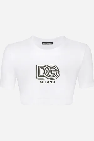 Dolce & Gabbana Cropped Jersey T-shirt With Dg Lettering - Woman T-shirts And Sweatshirts 36