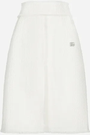 Dolce & Gabbana Raschel Tweed Midi Skirt With Central Slit - Woman Skirts 36