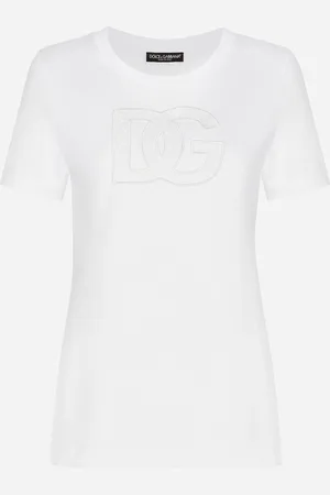 Dolce & Gabbana Jersey T-shirt With Dg Logo Patch - Woman T-shirts And Sweatshirts 36