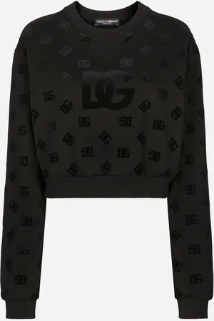 Dolce & Gabbana Jersey Sweatshirt With Flocked Dg Logo Print - Woman T-shirts And Sweatshirts Multi-colored 40