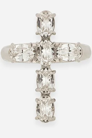 Dolce & Gabbana Ring With Rhinestone-detailed Cross - Woman Bijoux Metal S