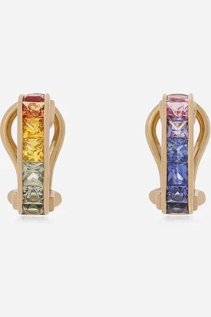 Dolce & Gabbana Rainbow Earrings In Yellow 18kt With Multicolor Sapphires And Diamonds - Woman Earrings Onesize