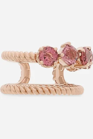 Dolce & Gabbana Single Earring Double Earcuff In Gold 18k With Pink Tourmalines - Woman Earrings Gold Onesize