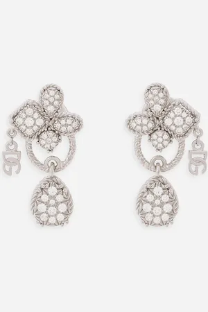 Dolce & Gabbana Easy Diamond Earrings In Gold 18kt And Diamonds Pavé - Woman Earrings Gold Onesize