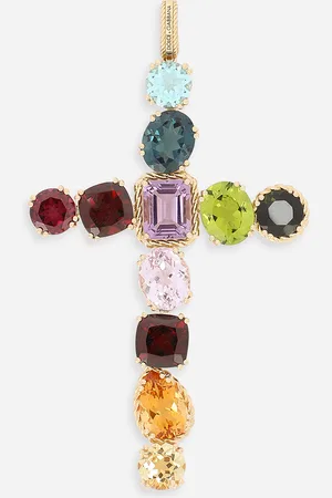 Dolce & Gabbana Rainbow Charm In Yellow 18kt With Multicolor Stones - Woman Necklaces Onesize