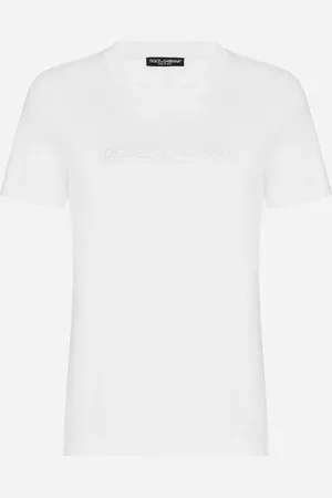 Dolce & Gabbana Jersey T-shirt With Flocked Detail - Woman T-shirts And Sweatshirts 36