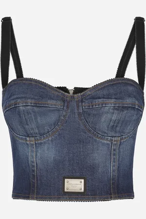 Dolce & Gabbana Denim Corset Top With Logo Tag - Woman Denim And Jeans Multi-colored 50