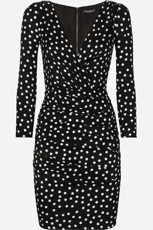 Dolce & Gabbana Short Charmeuse Dress With Draped Detailing And Micro Polka-dot - Woman Dresses 36