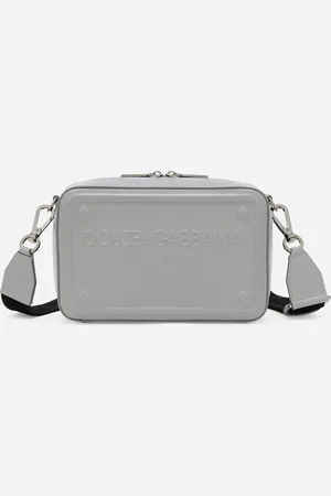 Dolce & Gabbana Calfskin Crossbody Bag - Man Crossbody Bags Gray Leather Onesize
