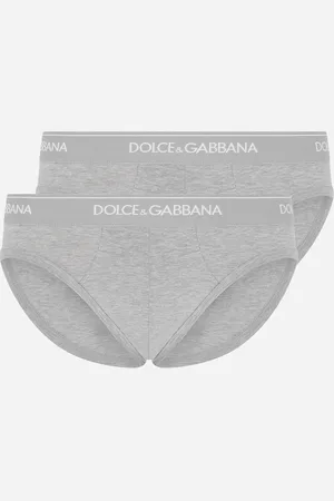 Dolce & Gabbana Stretch Cotton Mid-rise Briefs Two Pack - Man Underwear And Loungewear Gray Cotton 4