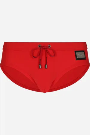 Dolce & Gabbana Swim Briefs With High-cut Leg And Branded Tag - Man Beachwear Burgundy Jersey 3
