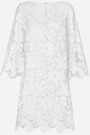 Dolce & Gabbana Floaty Short Cotton Dress With Floral Openwork Embroidery - Woman Dresses 40