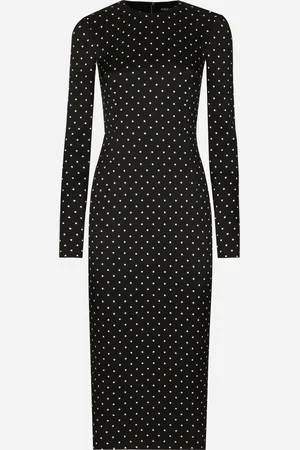 Dolce & Gabbana Charmeuse Calf-length Sheath Dress With Polka-dot - Woman Dresses 40