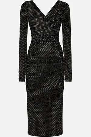 Dolce & Gabbana Tulle Calf-length Dress With Draping And Polka-dot - Woman Dresses 38