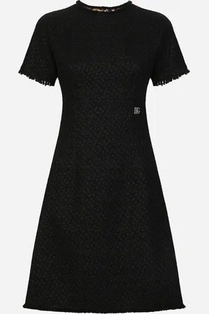 Dolce & Gabbana Raschel Tweed Midi Dress With Dg Logo - Woman Dresses 36