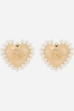 Dolce & Gabbana Heart Earrings With Beaded Detailing - Woman Bijoux Metal Onesize