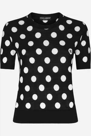 Dolce & Gabbana Wool And Silk Tank Top With Polka-dot Inlay - Woman Sweaters And Cardigans Multi-colored 36