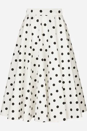 Dolce & Gabbana Cotton Drill Calf-length Circle Skirt With Polka-dot - Woman Skirts 48